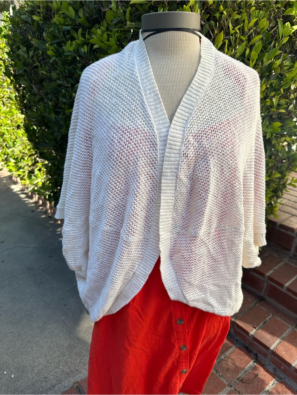 Lightweight OffWhite Open-Knit Women's Sweater Cardigan